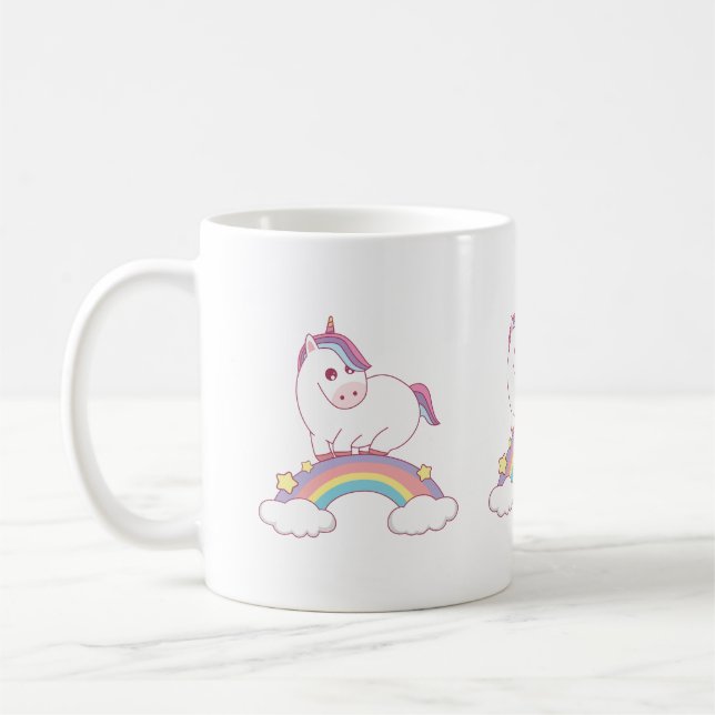 Taza De Café unicornio de pie sobre el arcoiris (Izquierda)