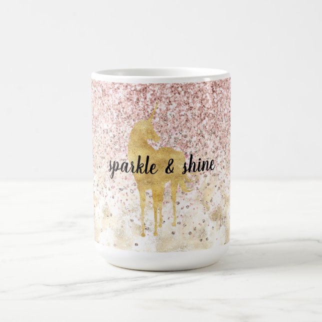 Taza De Café Unicornio, el Purpurina Glitzy Oro Rosa (Centro)