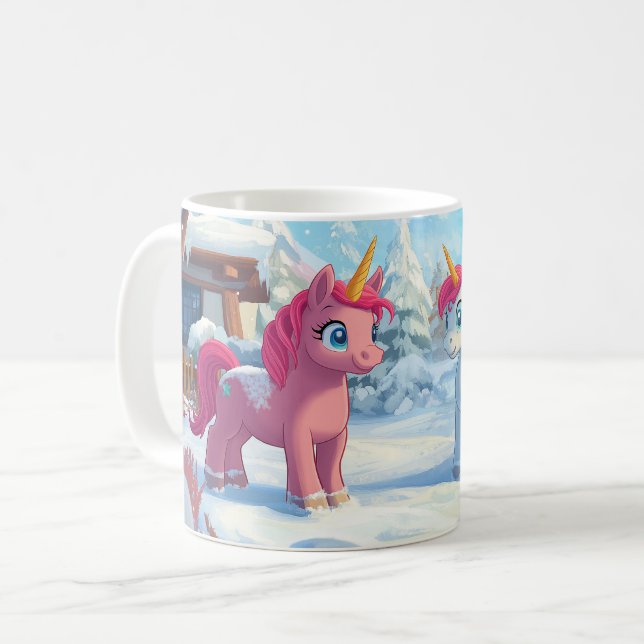 Taza De Café Unicornio en la nieve (Anverso izquierdo)