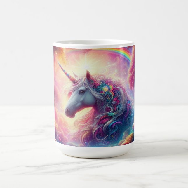 Taza De Café Unicornio en un vibrante bosque de fantasías (Centro)