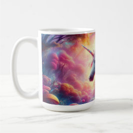 Taza De Café Unicornio en un vibrante bosque de fantasías