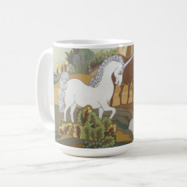 Taza De Café Unicornio estilizado y caballo