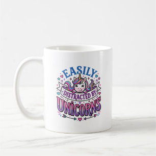 Taza De Café Unicornio fácilmente distraído por el anuncio de U