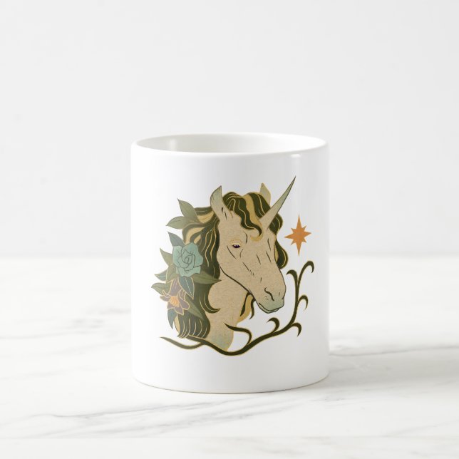 Taza de café unicornio floral boho   (Centro)