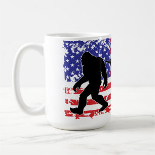 Taza De Café Unicornio, Jackalope, Pie Grande y la bandera amer