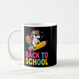 Taza De Café Unicornio Lindo De Vuelta Al Colegio Primer Día De