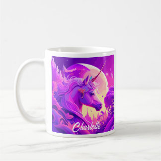 Taza De Café Unicornio mágico bajo la luz de la luna