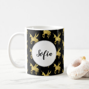 Taza De Café unicornio mágico, unicornio dorado, moda