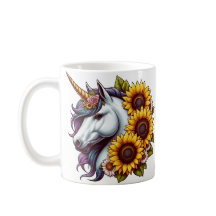 Unicornio mágico y girasoles