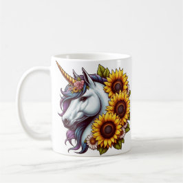 Taza De Café Unicornio mágico y girasoles