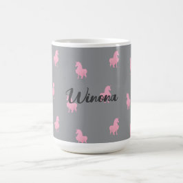 Taza De Café Unicornio rosa invisible en gris