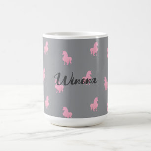 Taza De Café Unicornio rosa invisible en gris