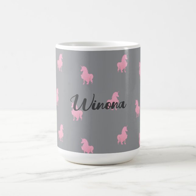 Taza De Café Unicornio rosa invisible en gris (Centro)