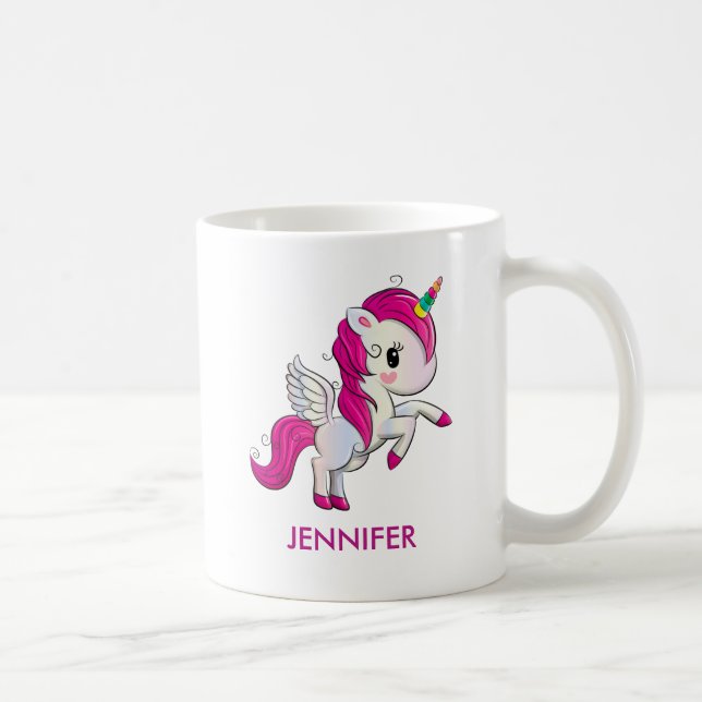 Taza De Café Unicornio rosado con alas (Derecha)