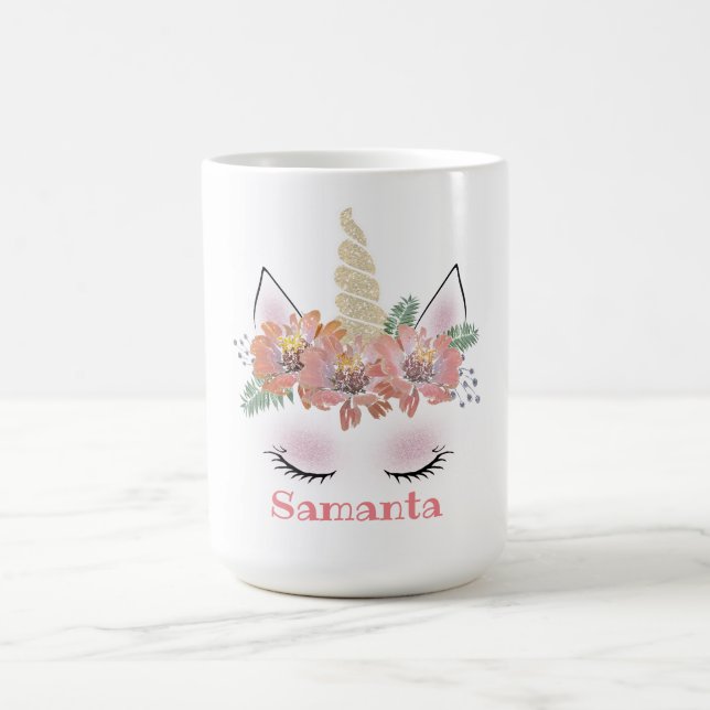 Taza De Café Unicornio, Unicornio Face, personalizada, femenina (Centro)