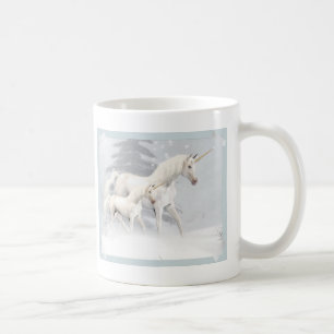 Taza De Café Unicornios lindos en la nieve 1