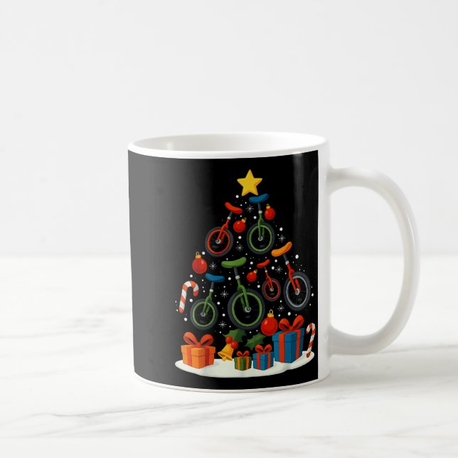 Taza De Café Unicycling Unicycle Christmas Tree Xmas  (Derecha)