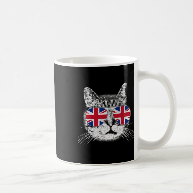 Taza De Café Unión Británica Jack Bandera Británica Gif Gato Su (Derecha)