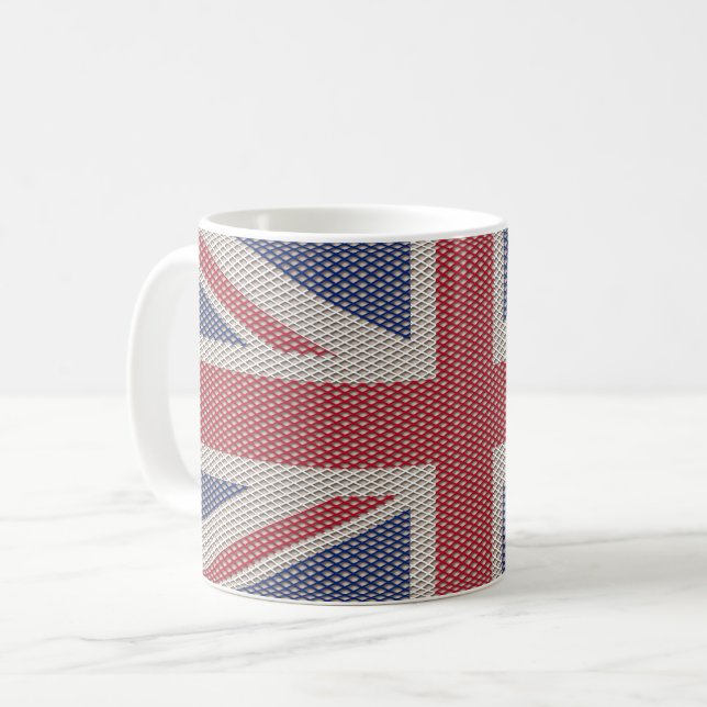 Taza De Café Union Jack Flag Fishnet Pattern (Anverso izquierdo)