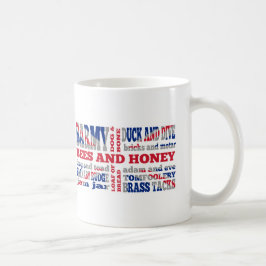 Taza De Café Union Jack, jerga de rima de gallos