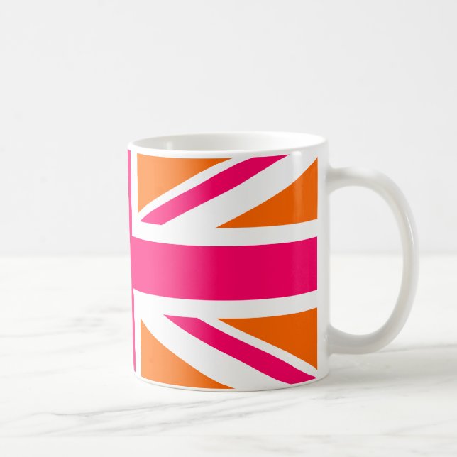 Taza De Café Union Jack naranja y rosa (Derecha)