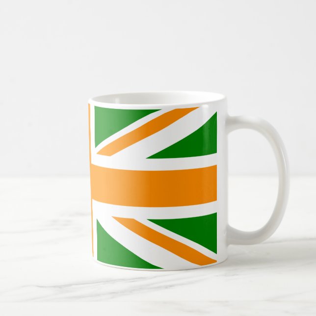 Taza De Café Union Jack verde y naranja (Derecha)