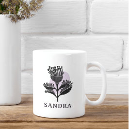 Taza De Café Unique Artistic Floral Monochrome Personalized 