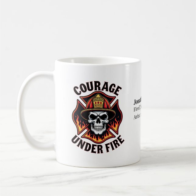 Taza De Café Unique Firefighter Skull in Maltese Cross FIre (Izquierda)