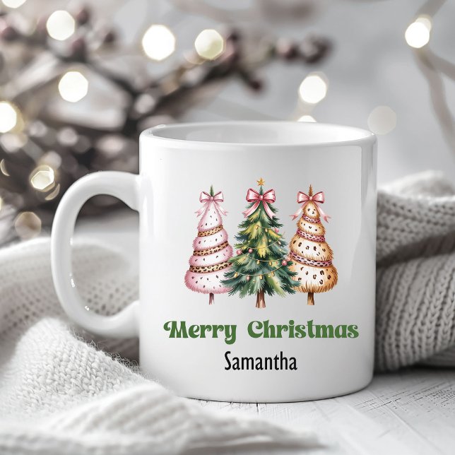 Taza De Café Unique Leopard Christmas Trees Personalized Mug (Unique Leopard Christmas Trees Personalized Mug)