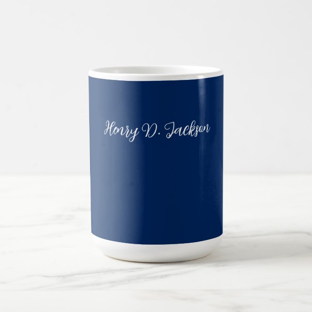 Taza De Café Unique Navy Blue Classical Handwriting Plain (Centro)