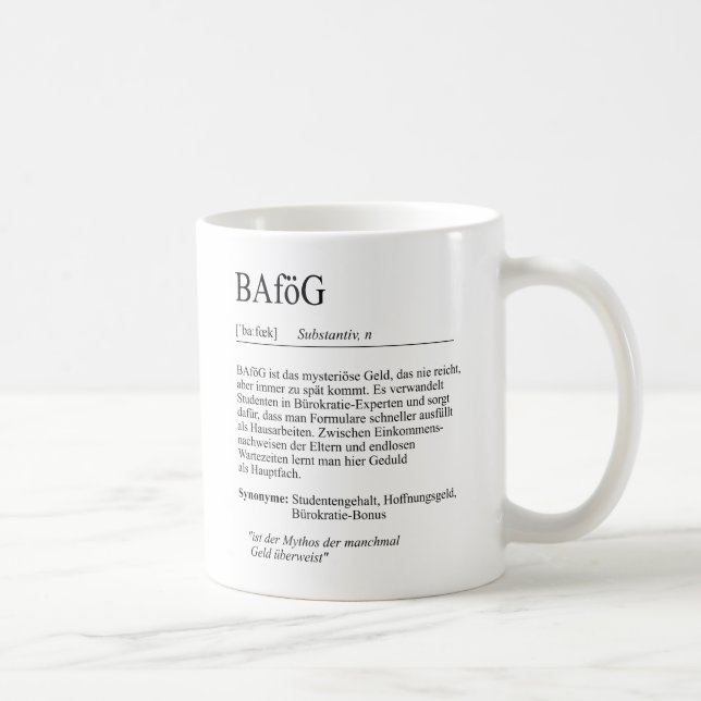 Taza De Café Unispruch "BAföG" Geschenk, Studenten (Derecha)