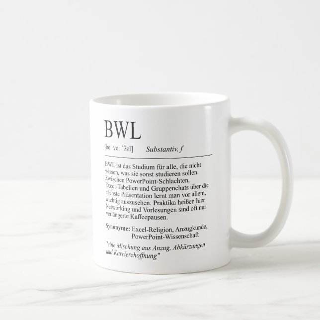 Taza De Café Unispruch "BWL" Student Geschenk, Studenten (Derecha)