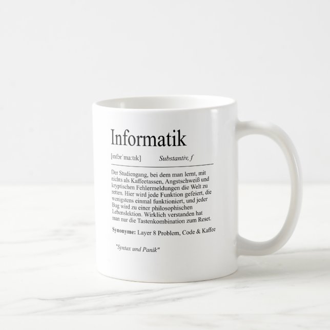 Taza De Café Unispruch "Informatik" Geschenk, Studenten (Derecha)