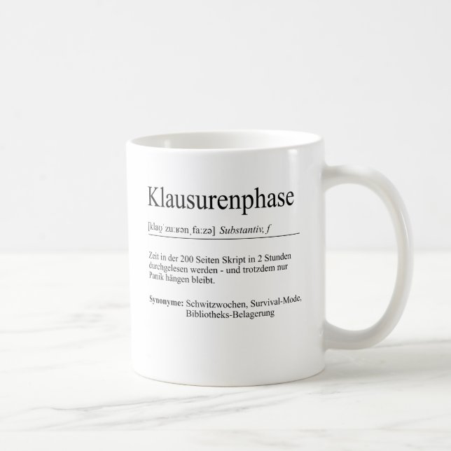 Taza De Café Unispruch "Klausurenphase" Geschenk, Studenten (Derecha)
