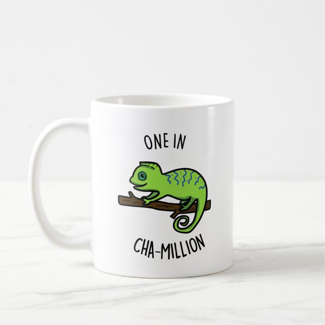 Taza De Café Uno en Cha-Million Gracioso Chameleon Pun (Izquierda)