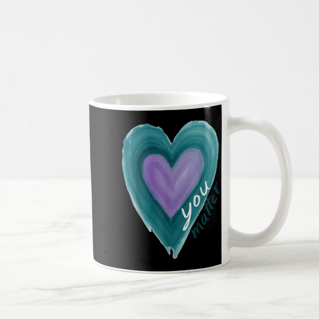 Taza De Café Uplifting you  Suicide Prevention Heart Design  (Derecha)
