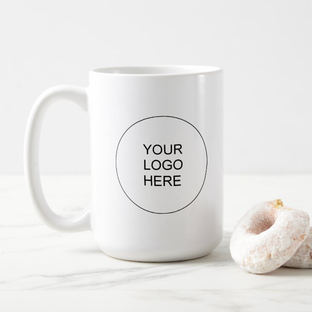 Taza De Café Upload Your Company Logo Elegant Modern Simple (Con donut)