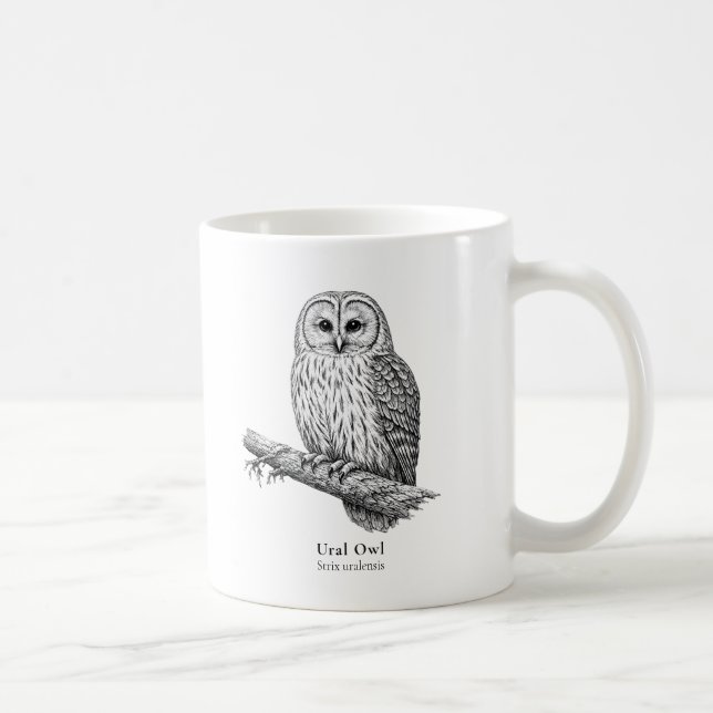 Taza De Café Ural Owl Black & White Coffee Mug (Derecha)