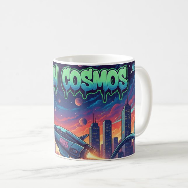 Taza De Café Urban Cosmos Graffiti Spaceship Futuristic Neon (Anverso derecho)