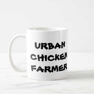 Taza de café urbana del granjero del pollo