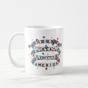 Taza De Café US EST 1776 Beaded America Design