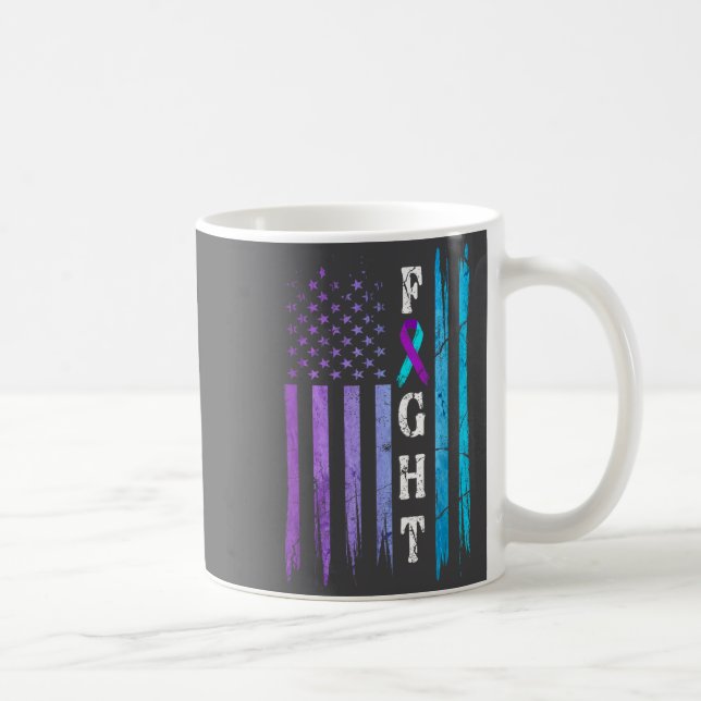 Taza De Café Us Flag Suicide Prevention Awareness Fight Wear Pu (Derecha)
