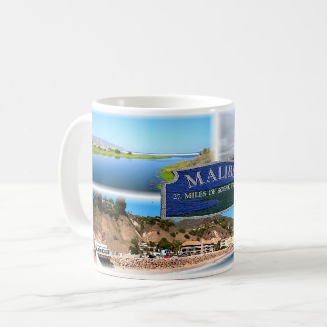 Taza De Café US Los Ángeles - Malibu - Laguna - Pier - playa (Anverso izquierdo)