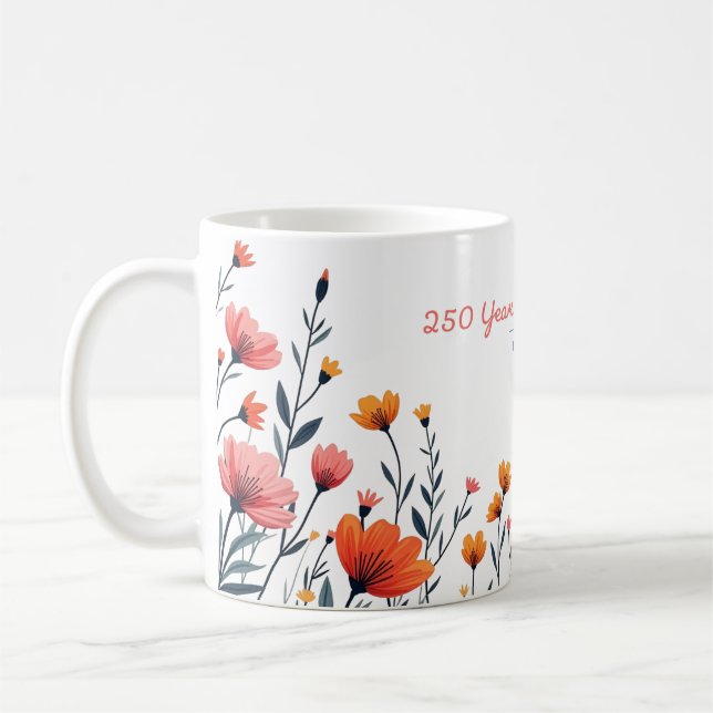 Taza De Café USA 250 Years Floral Mug  (Izquierda)