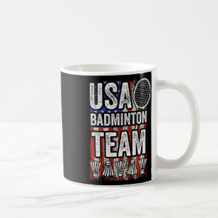 Taza De Café Usa Badminton Team American Flag Funny Badminton F