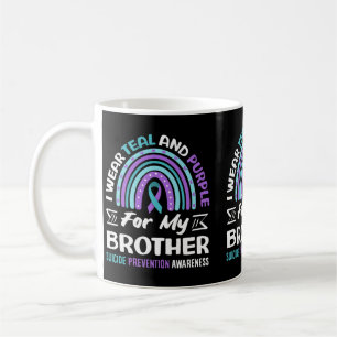 Taza De Café Usa Verde Azulado Y Morado Por Hermano Suicidio