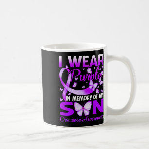 Taza De Café Usar Púrpura En Memoria De Los Avisos De Sobredosi