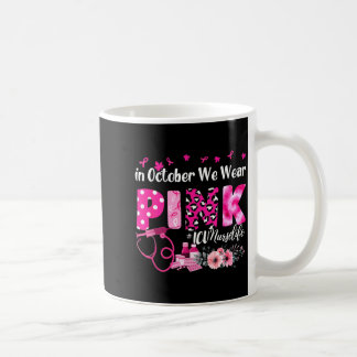 Taza De Café Usar Rosa De Octubre Enfermera De Uci Seno