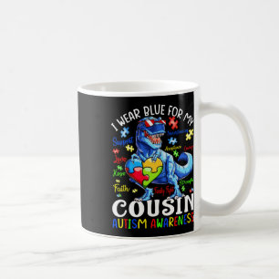 Taza De Café Usé Azul Para Mi Primo Autismo Conciencia Dinosau