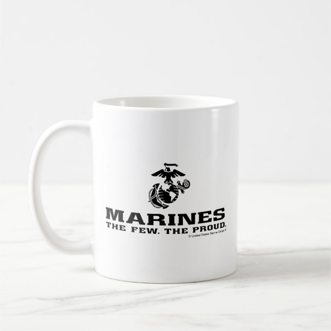 Taza De Café USMC "Los pocos, el orgulloso" logo negro apilado (Izquierda)